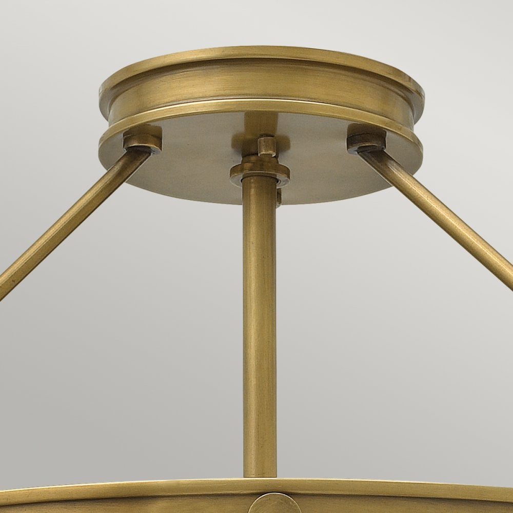 Collier Medium Semi Flush Ceiling Light In Heritage Brass Finish HK-COLLIER-SF-M