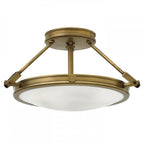 Collier Small Semi Flush Ceiling Light In Heritage Brass Finish HK-COLLIER-SF-S