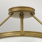 Collier Small Semi Flush Ceiling Light In Heritage Brass Finish HK-COLLIER-SF-S