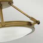 Collier Small Semi Flush Ceiling Light In Heritage Brass Finish HK-COLLIER-SF-S