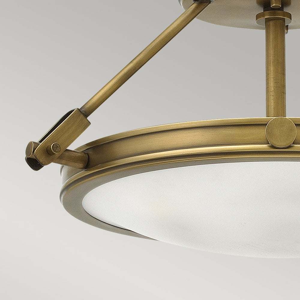 Collier Small Semi Flush Ceiling Light In Heritage Brass Finish HK-COLLIER-SF-S