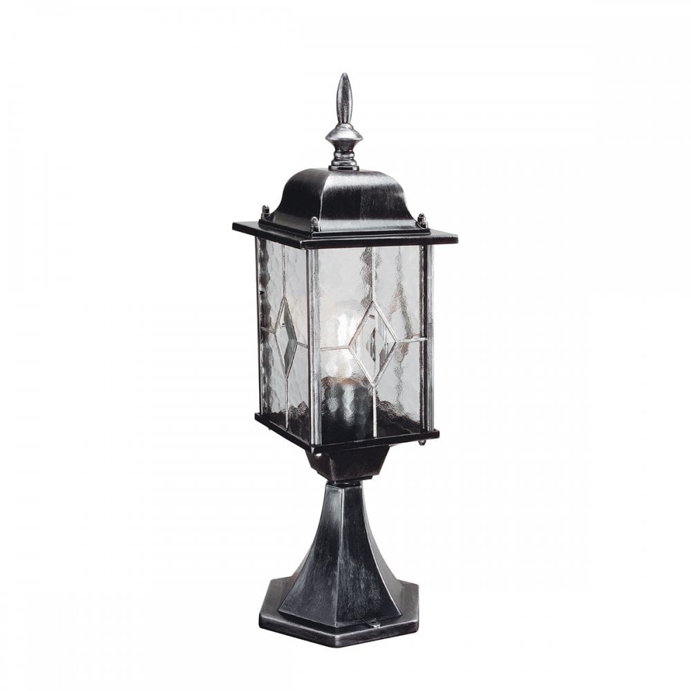 WX3 Wexford black/silver pedestal exterior lantern, IP43