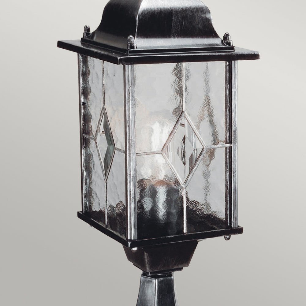 WX3 Wexford black/silver pedestal exterior lantern, IP43