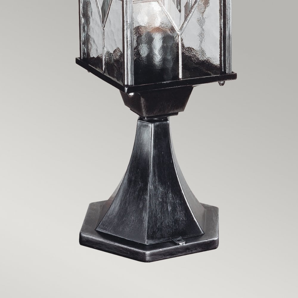 WX3 Wexford black/silver pedestal exterior lantern, IP43