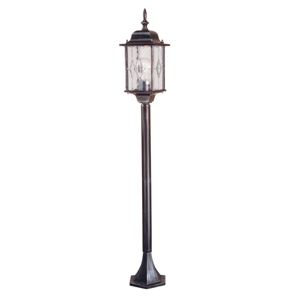 WX4 Wexford black/silver pillar exterior lantern, IP43