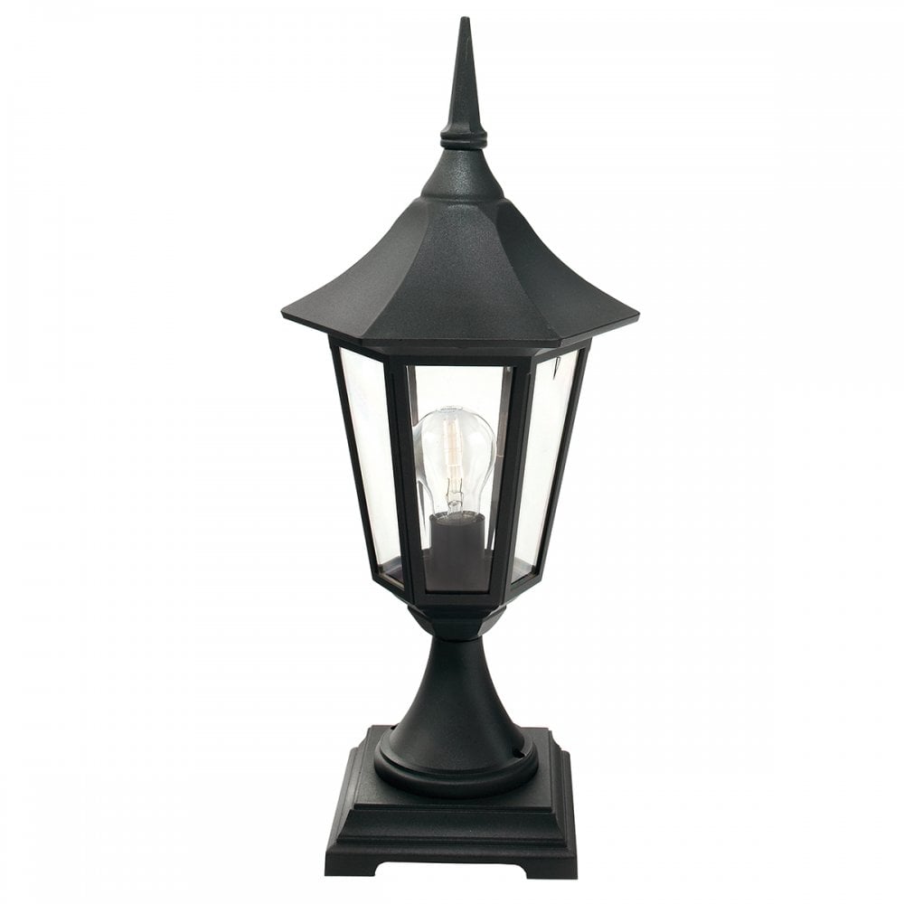 Valencia Exterior Pedestal Lantern In Black Finish IP54