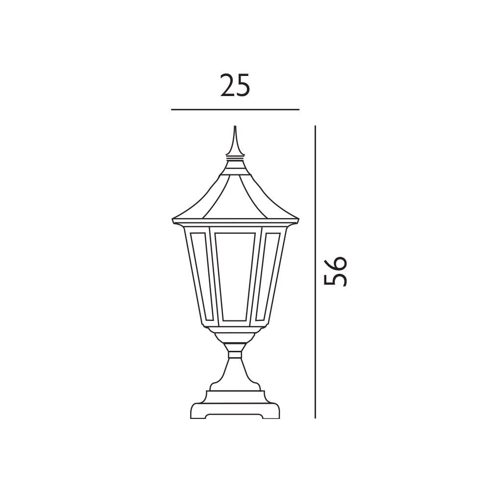 Valencia Exterior Pedestal Lantern In Black Finish IP54