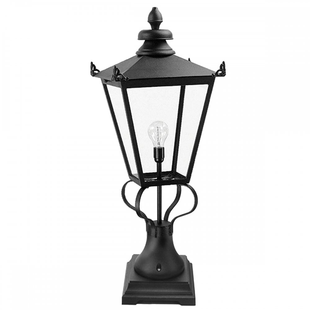 WSLN1-BLACK exterior Wilmslow pedestal lantern,