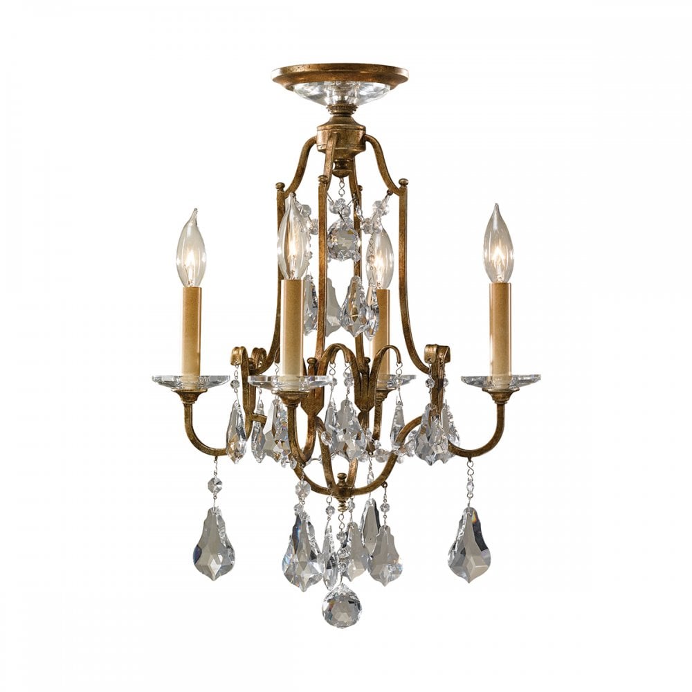 Valentina Classic 4 Light Ceiling Chandelier In Oxidised Bronze Finish FE-VALENTINA4