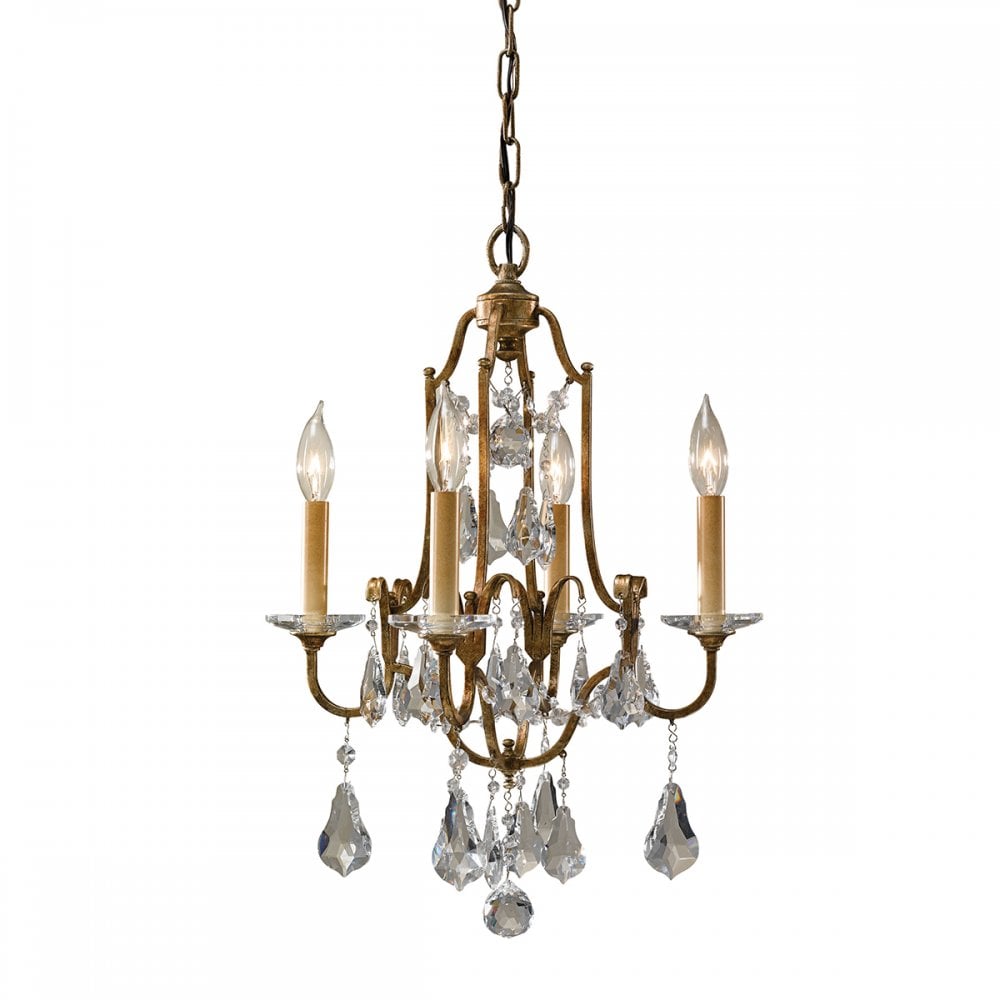 Valentina Classic 4 Light Ceiling Chandelier In Oxidised Bronze Finish FE-VALENTINA4