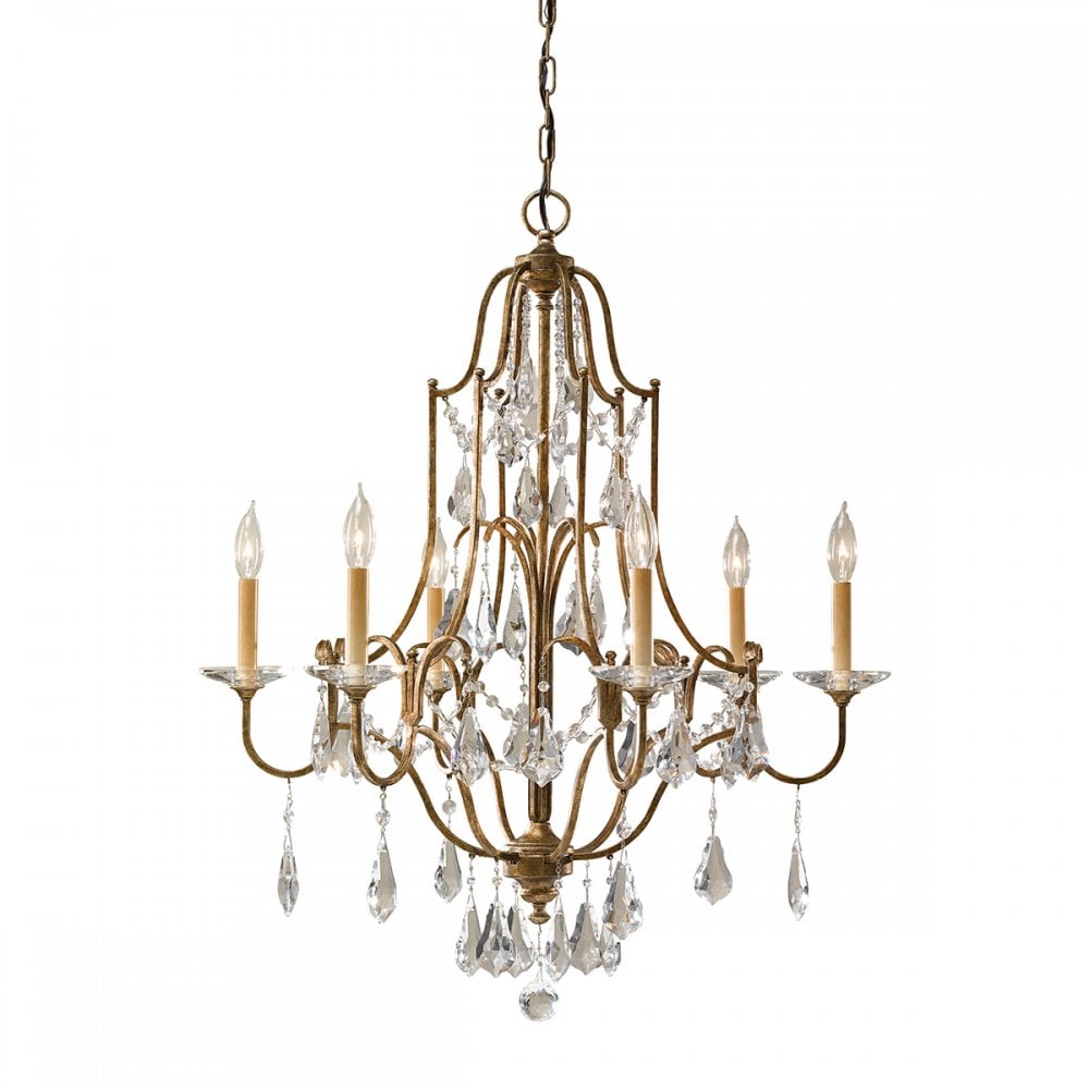 Valentina Classic 6 Light Ceiling Chandelier In Oxidised Bronze Finish FE-VALENTINA6