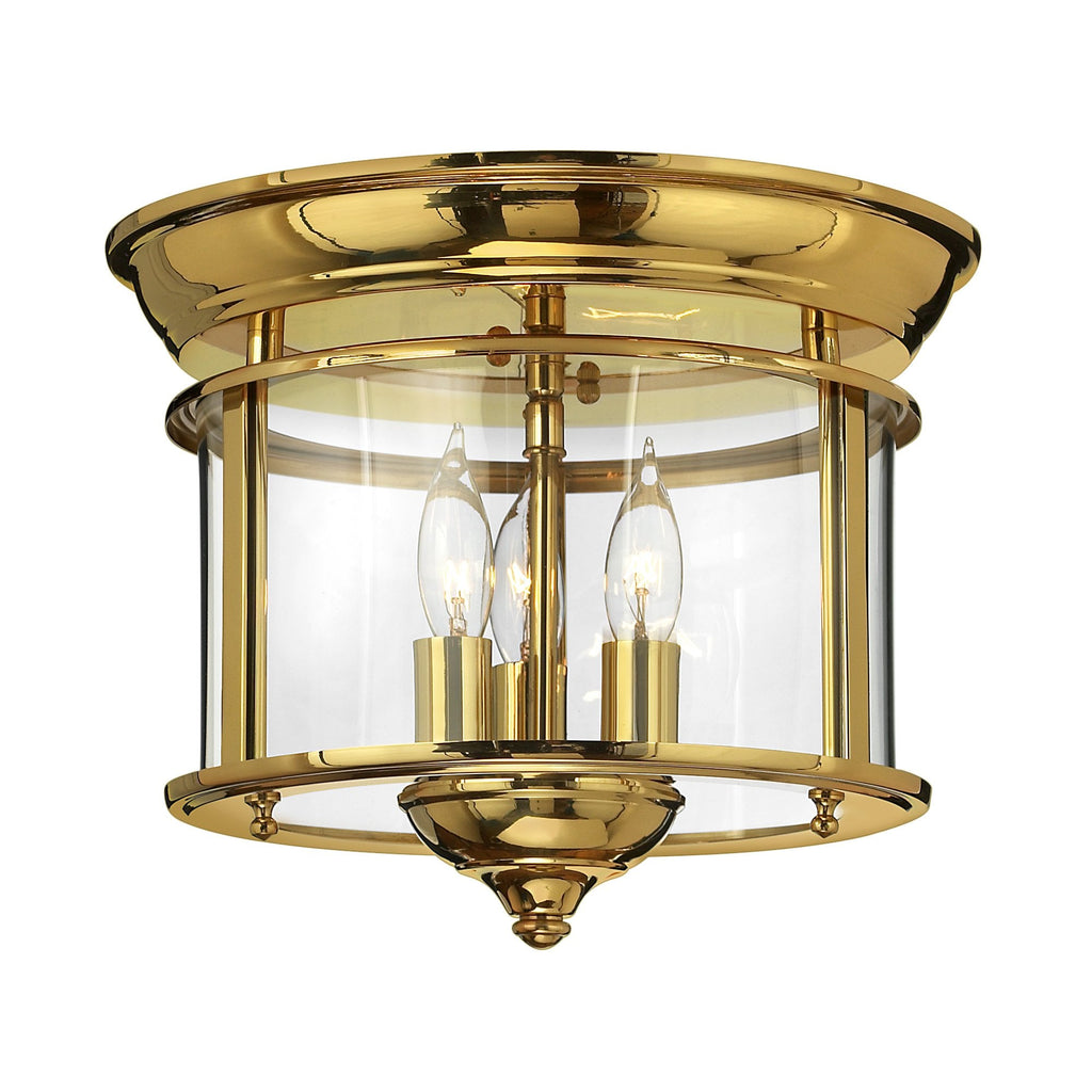 Gentry 3 Light Flush Ceiling Light in Polished Brass Finish HK-GENTRY-F-PB