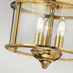 Gentry 3 Light Flush Ceiling Light in Polished Brass Finish HK-GENTRY-F-PB