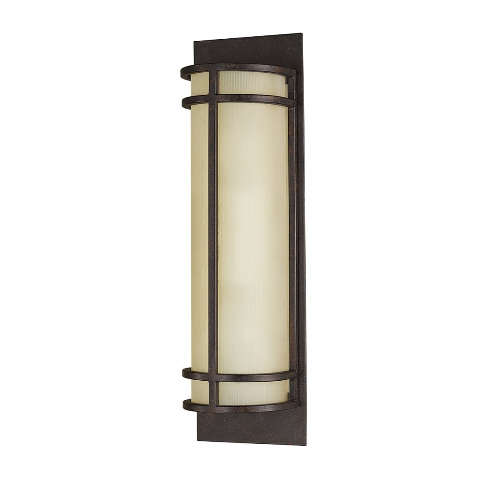 Fusion Stylish 2 Light Wall Light In Grecian Bronze With Amber Ribbed Glass FE-FUSION2