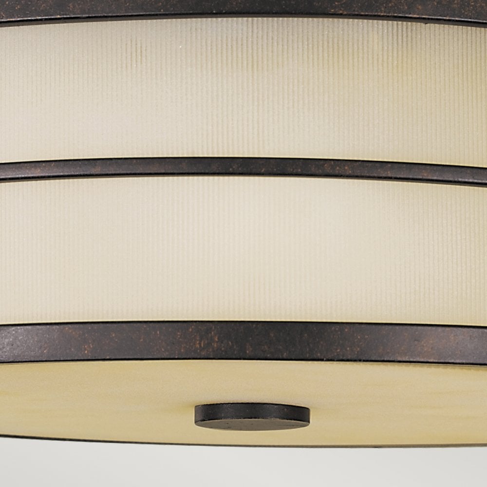 Fusion Stylish Flush Ceiling Light In Grecian Bronze With Amber Glass FE-FUSION-F