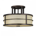 Fusion Stylish Semi Flush Ceiling Light In Grecian Bronze With Amber Glass FE-FUSION-SF