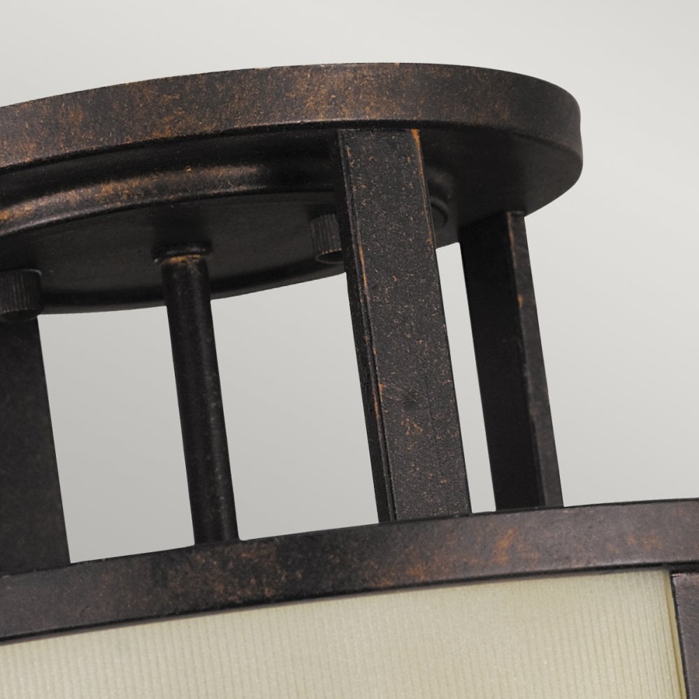 Fusion Stylish Semi Flush Ceiling Light In Grecian Bronze With Amber Glass FE-FUSION-SF