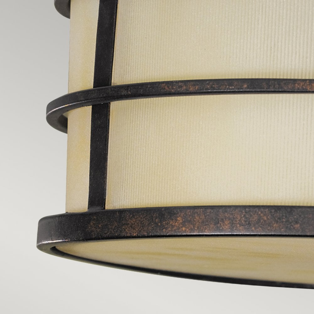Fusion Stylish Semi Flush Ceiling Light In Grecian Bronze With Amber Glass FE-FUSION-SF