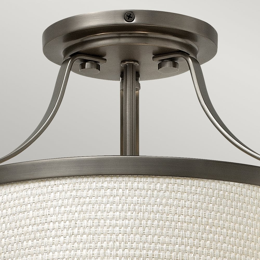 Charlotte 3 Light Antique Nickel Semi Flush Light HK-CHARLOTTE-SF-AN
