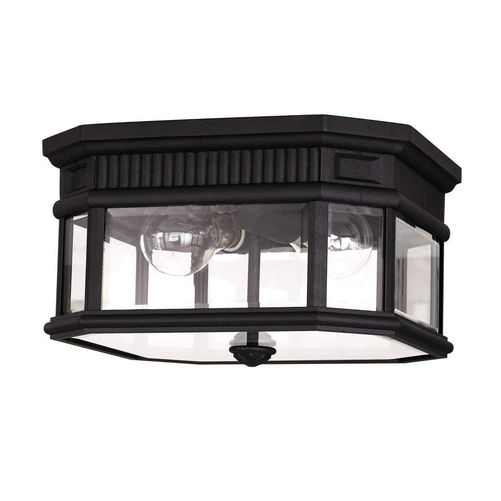 Cotswold Lane Outdoor Flush Mount Ceiling Lantern In Black Finish FE-COTSLN-F BK