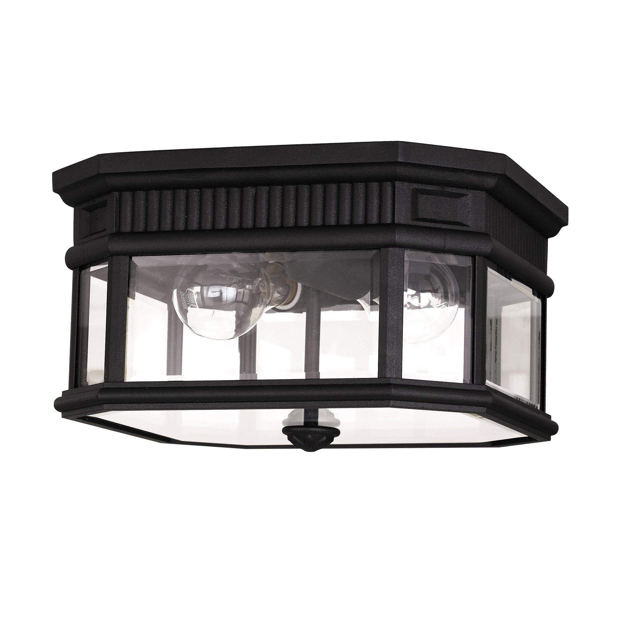 Cotswold Lane Outdoor Flush Mount Ceiling Lantern In Black Finish FE-COTSLN-F BK