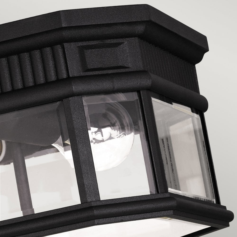 Cotswold Lane Outdoor Flush Mount Ceiling Lantern In Black Finish FE-COTSLN-F BK
