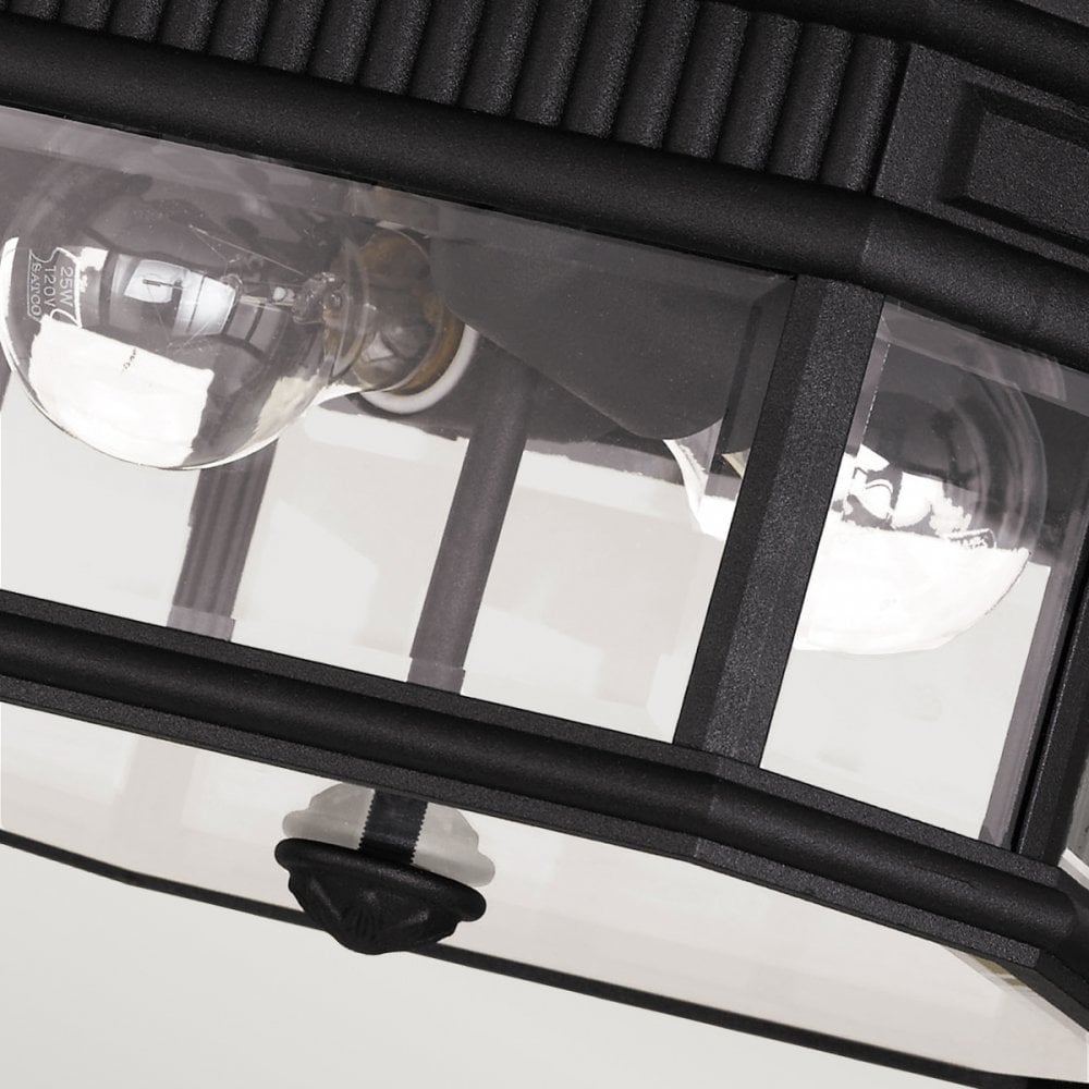 Cotswold Lane Outdoor Flush Mount Ceiling Lantern In Black Finish FE-COTSLN-F BK