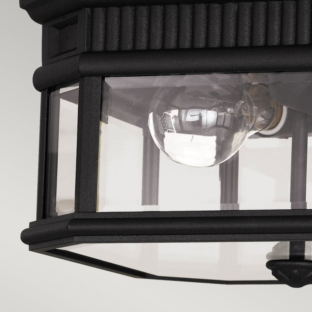 Cotswold Lane Outdoor Flush Mount Ceiling Lantern In Black Finish FE-COTSLN-F BK