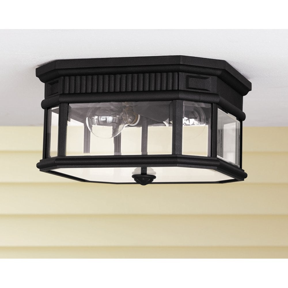Cotswold Lane Outdoor Flush Mount Ceiling Lantern In Black Finish FE-COTSLN-F BK