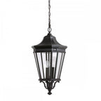 Cotswold Lane Outdoor Large Ceiling Chain Lantern In Black Finish FE-COTSLN8-L BK