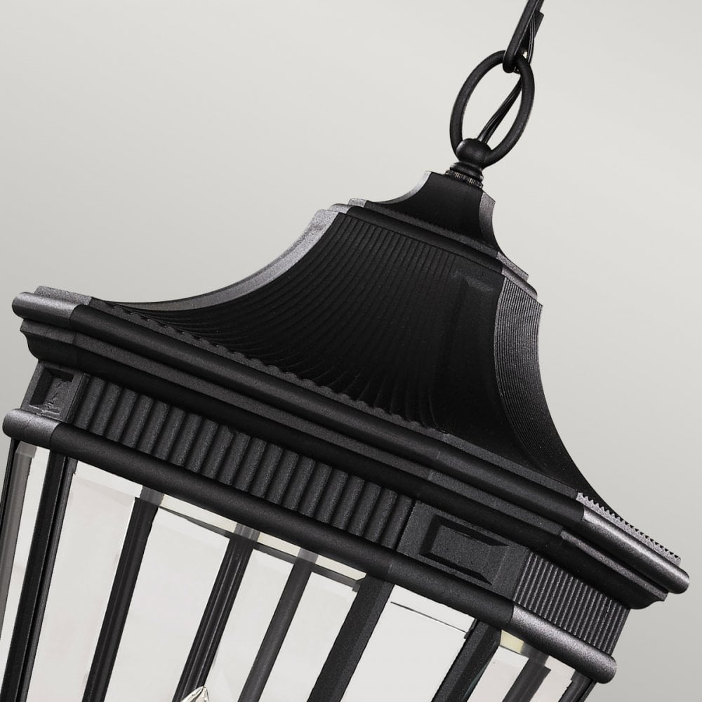 Cotswold Lane Outdoor Large Ceiling Chain Lantern In Black Finish FE-COTSLN8-L BK