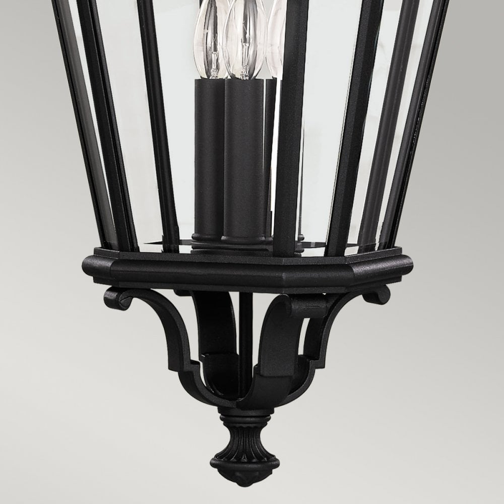 Cotswold Lane Outdoor Large Ceiling Chain Lantern In Black Finish FE-COTSLN8-L BK