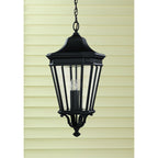 Cotswold Lane Outdoor Large Ceiling Chain Lantern In Black Finish FE-COTSLN8-L BK