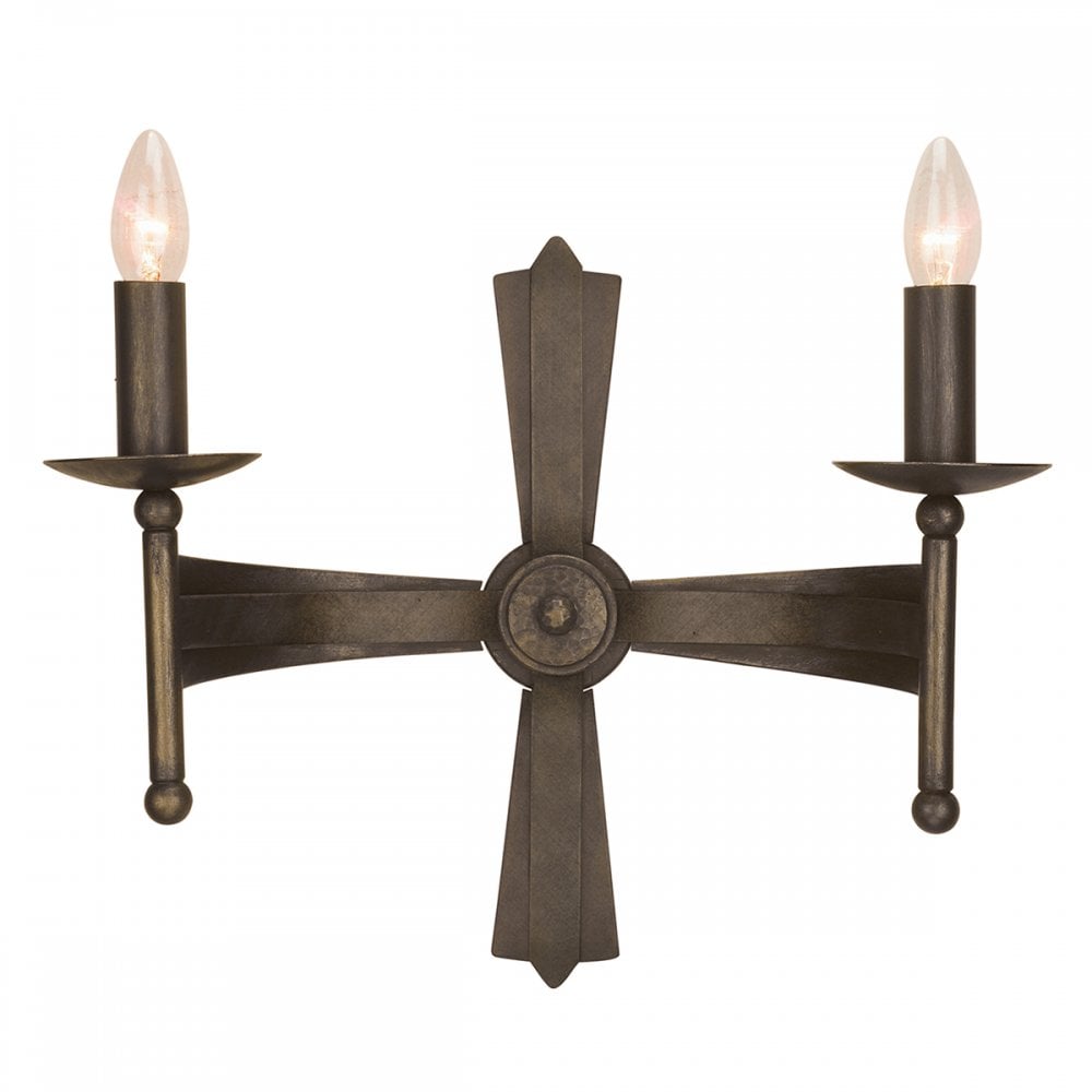 Cromwell wrought iron wall light CW2-OLD-BRZ