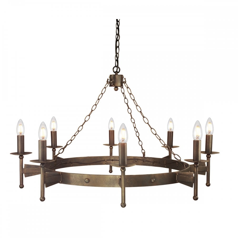 Cromwell wrought iron eight light chandelier CW8-OLD-BRZ