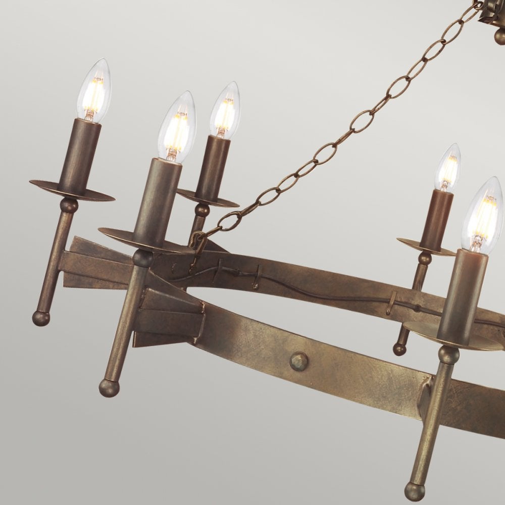Cromwell wrought iron eight light chandelier CW8-OLD-BRZ