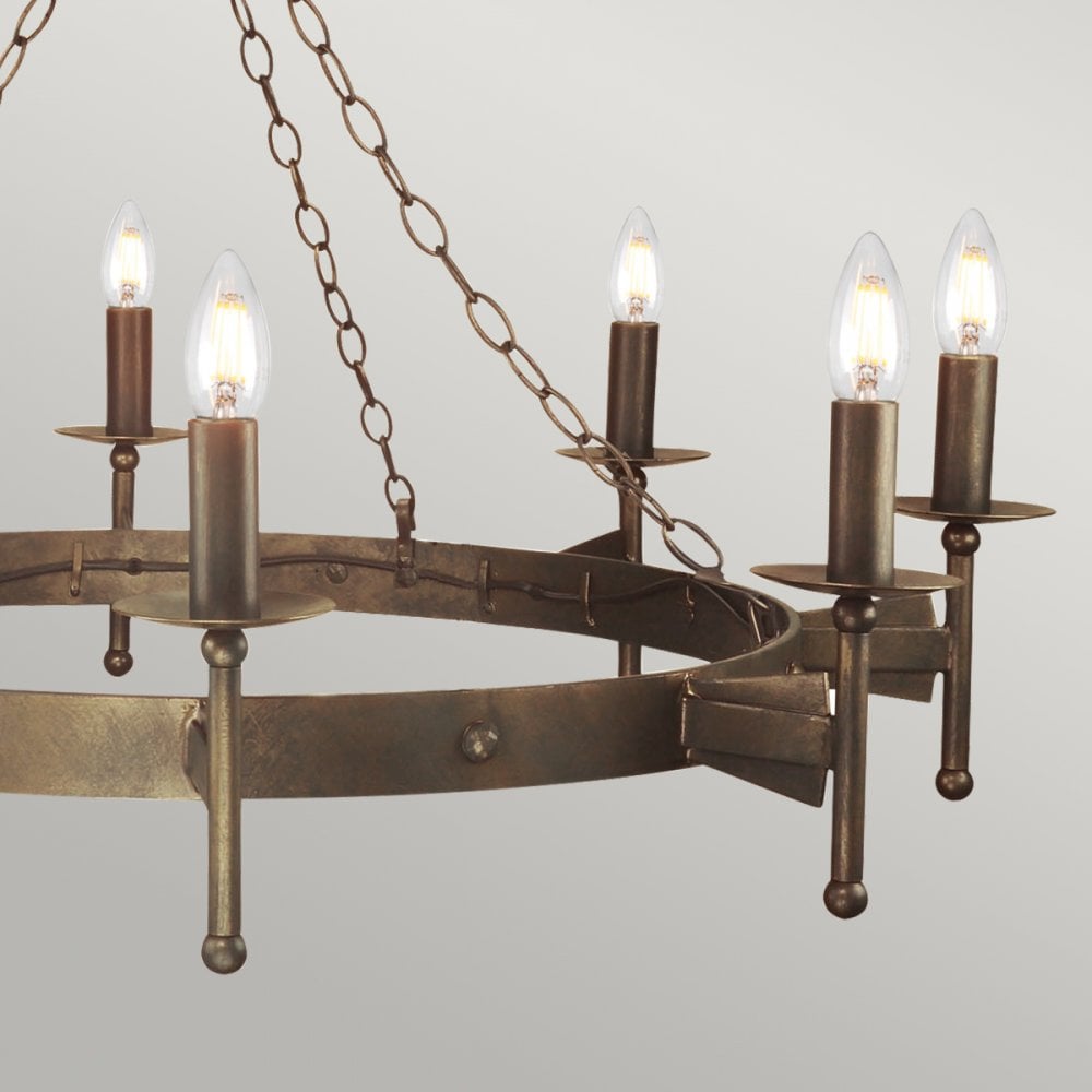 Cromwell wrought iron eight light chandelier CW8-OLD-BRZ