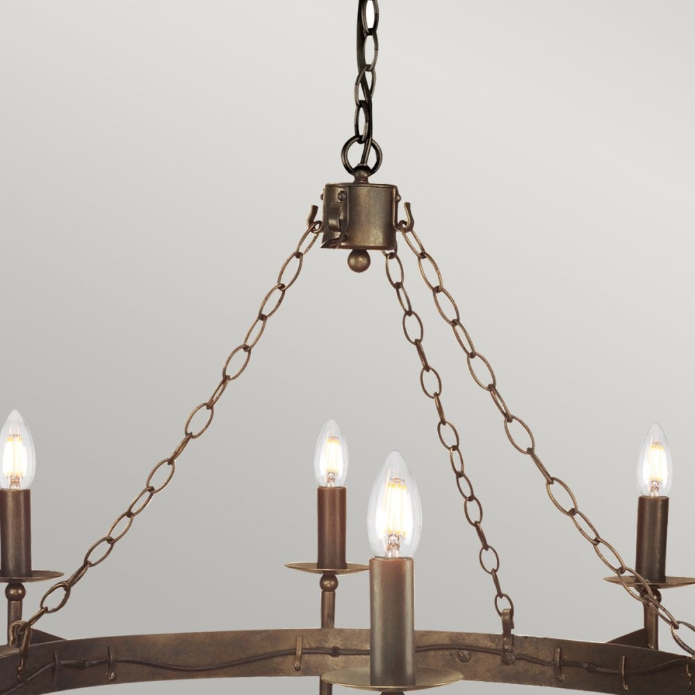 Cromwell wrought iron eight light chandelier CW8-OLD-BRZ