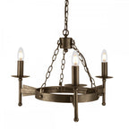 Cromwell wrought iron three light chandelier CW3-OLD-BRZ