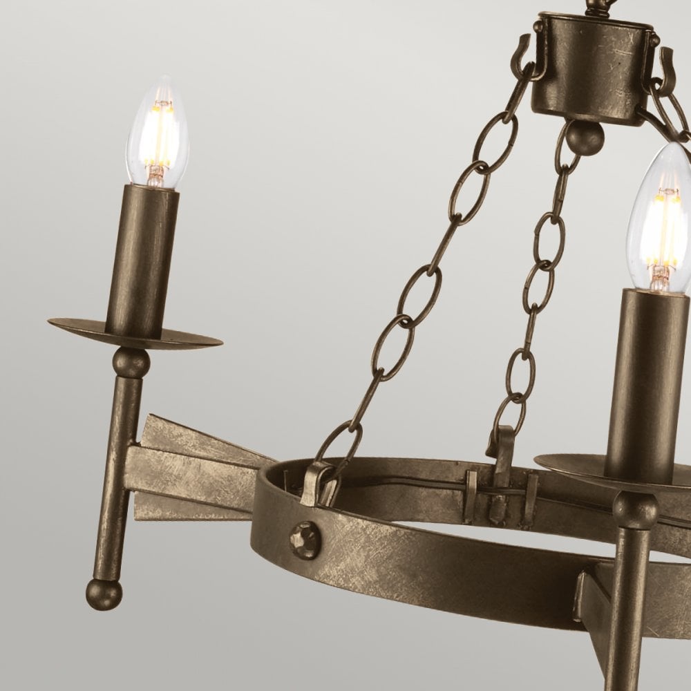 Cromwell wrought iron three light chandelier CW3-OLD-BRZ