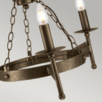 Cromwell wrought iron three light chandelier CW3-OLD-BRZ