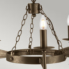 Cromwell wrought iron three light chandelier CW3-OLD-BRZ