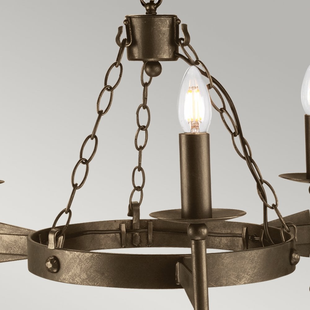 Cromwell wrought iron three light chandelier CW3-OLD-BRZ