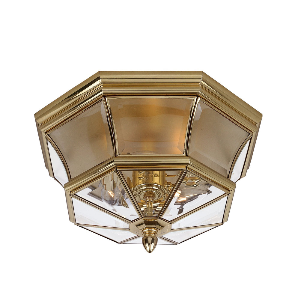 Newbury 3 Light Polished Brass Flush Mount Ceiling Light QZ-NEWBURY-F-PB