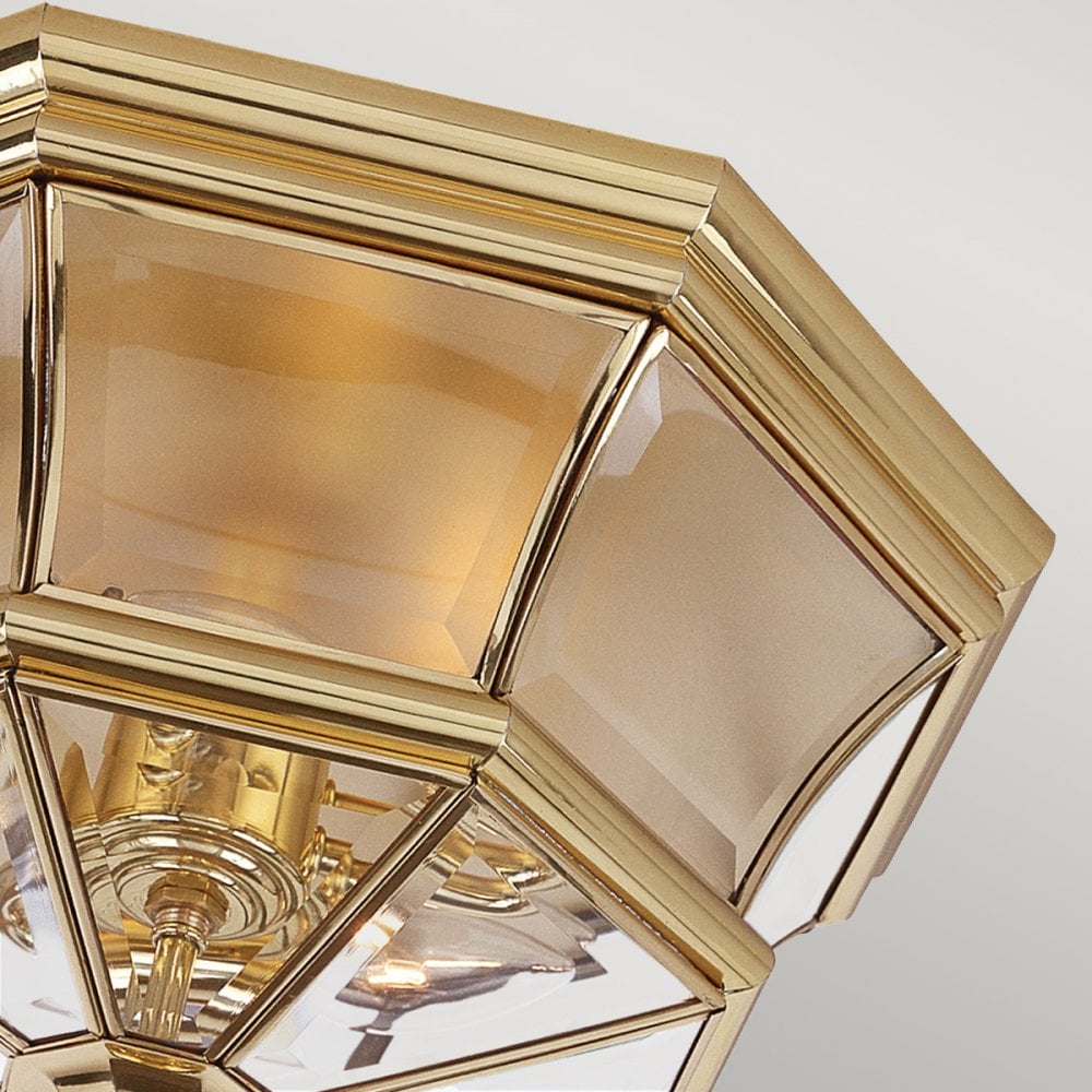 Newbury 3 Light Polished Brass Flush Mount Ceiling Light QZ-NEWBURY-F-PB