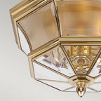 Newbury 3 Light Polished Brass Flush Mount Ceiling Light QZ-NEWBURY-F-PB