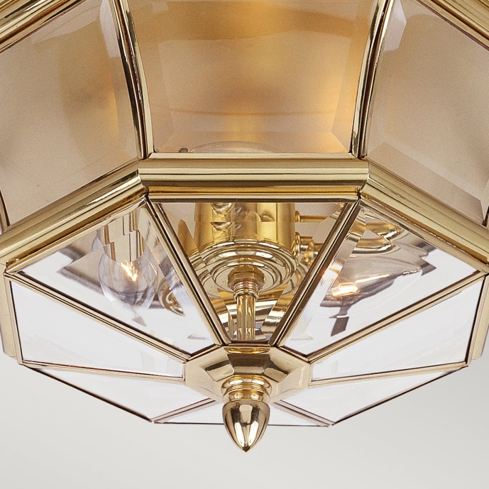 Newbury 3 Light Polished Brass Flush Mount Ceiling Light QZ-NEWBURY-F-PB