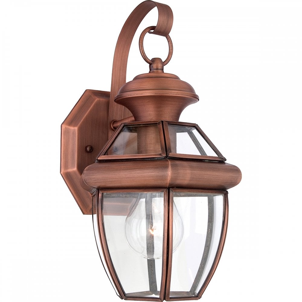 Newbury Outdoor Small Wall Lantern In Aged Copper Finish QZ-NEWBURY2-S-AC