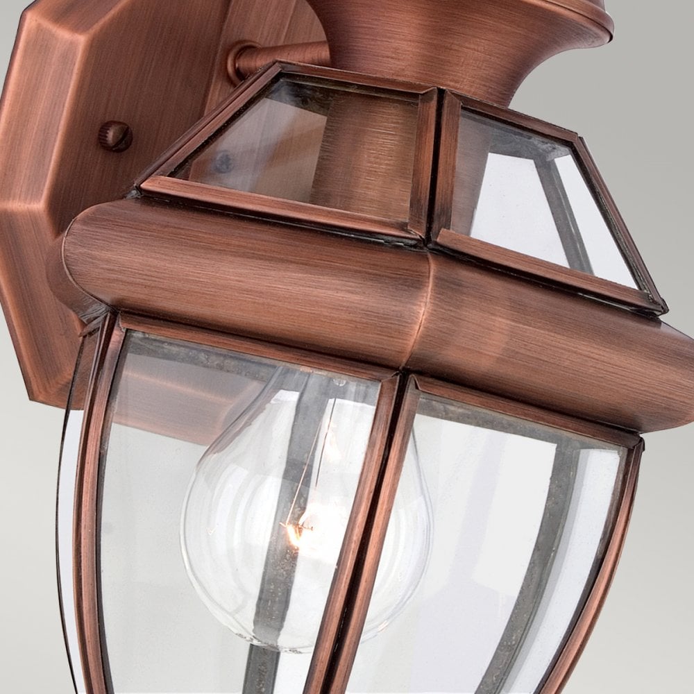 Newbury Outdoor Small Wall Lantern In Aged Copper Finish QZ-NEWBURY2-S-AC