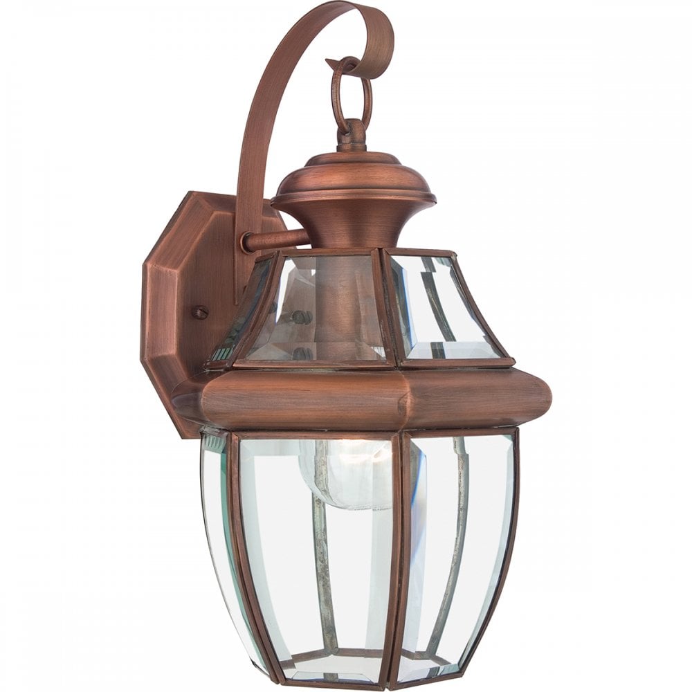 Newbury Outdoor Medium Wall Lantern In Aged Copper Finish QZ-NEWBURY2-M-AC